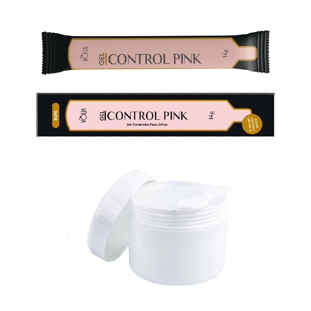 Sachê Gel Construtor Control Pink Vòlia + Pote Reutilizável Alongamento de Unhas Manicure Unhas de G