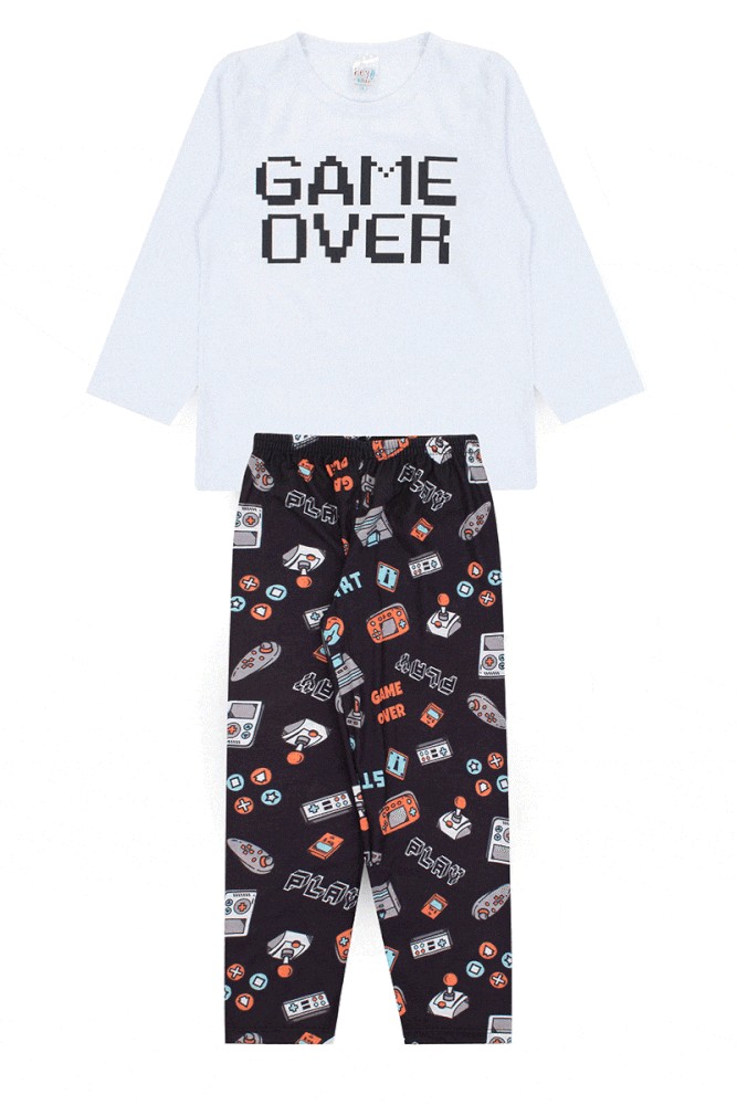 Pijama Infantil Masculino Inverno Game Over –