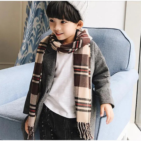 Cachecol xadrez infantil clássico outono inverno 