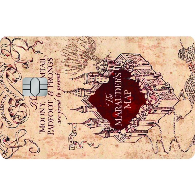 adesivo de cartão crédito débito Harry Potter Hogwarts magia bruxaria mapa do maroto Potter head