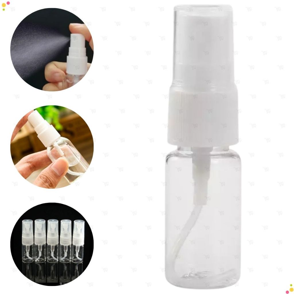 Kit 10 Frasco Borrifador Valvula Spray Transparente 10ml Para Viagens Álcool Perfume Água Branco