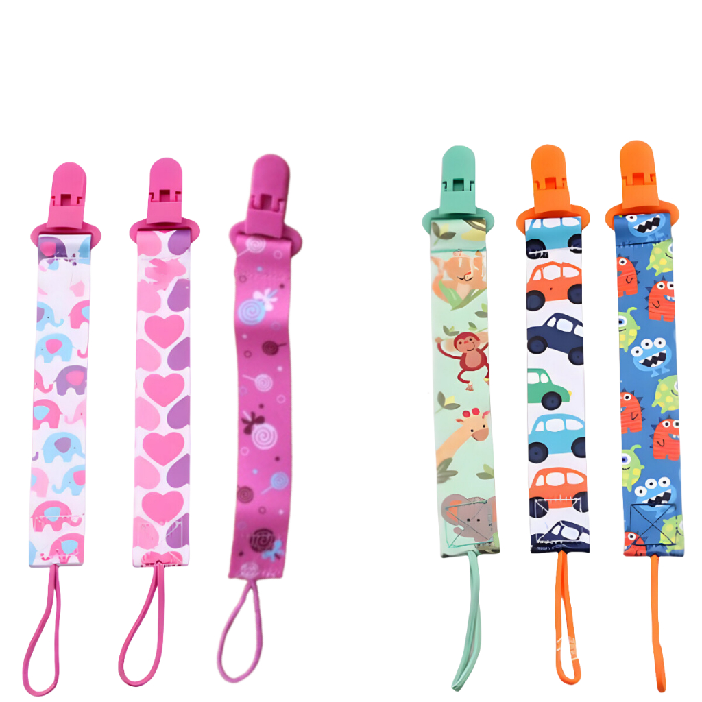 Prendedores de Chupeta Universal Menina e Menino Várias Estampas
