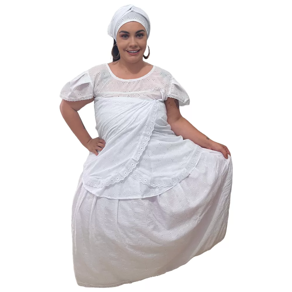 Conjunto Baiana Lesie Sem Forro 4 Peças Umbanda Candomblé