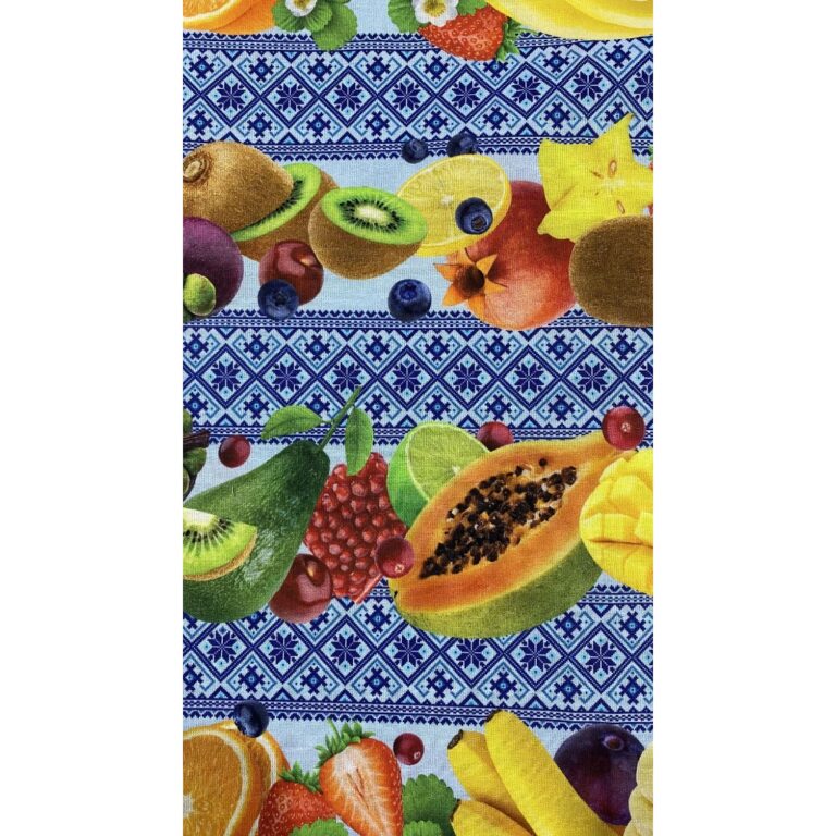 Tecido Tricoline Barrado Frutas 100% Algodão