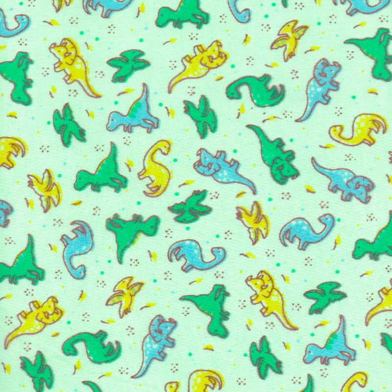 Tecido Tricofil Estampa Infantil Dino Verde – Venda Por Metro