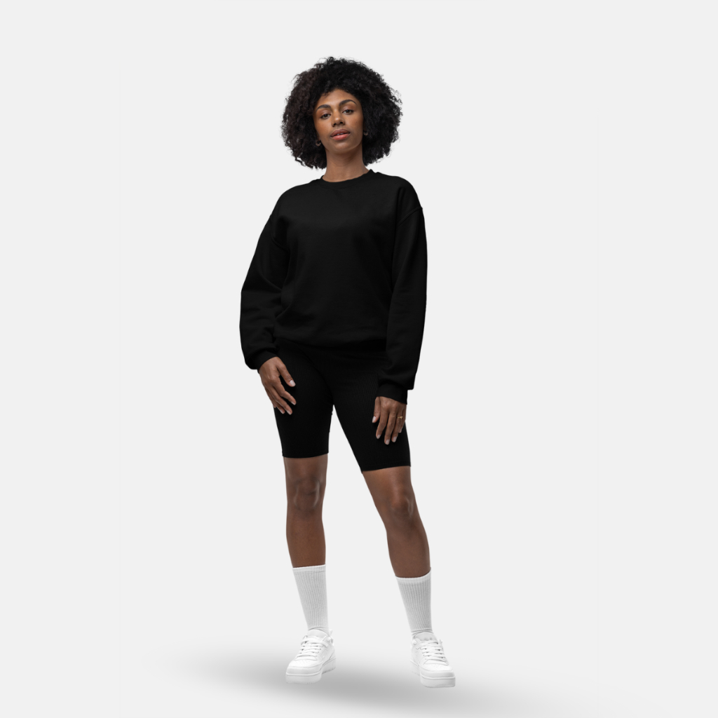 Blusa Moletom Preto Branco Feminino Masculino Gola Careca Algodão Flanelado Básico Liso Unissex