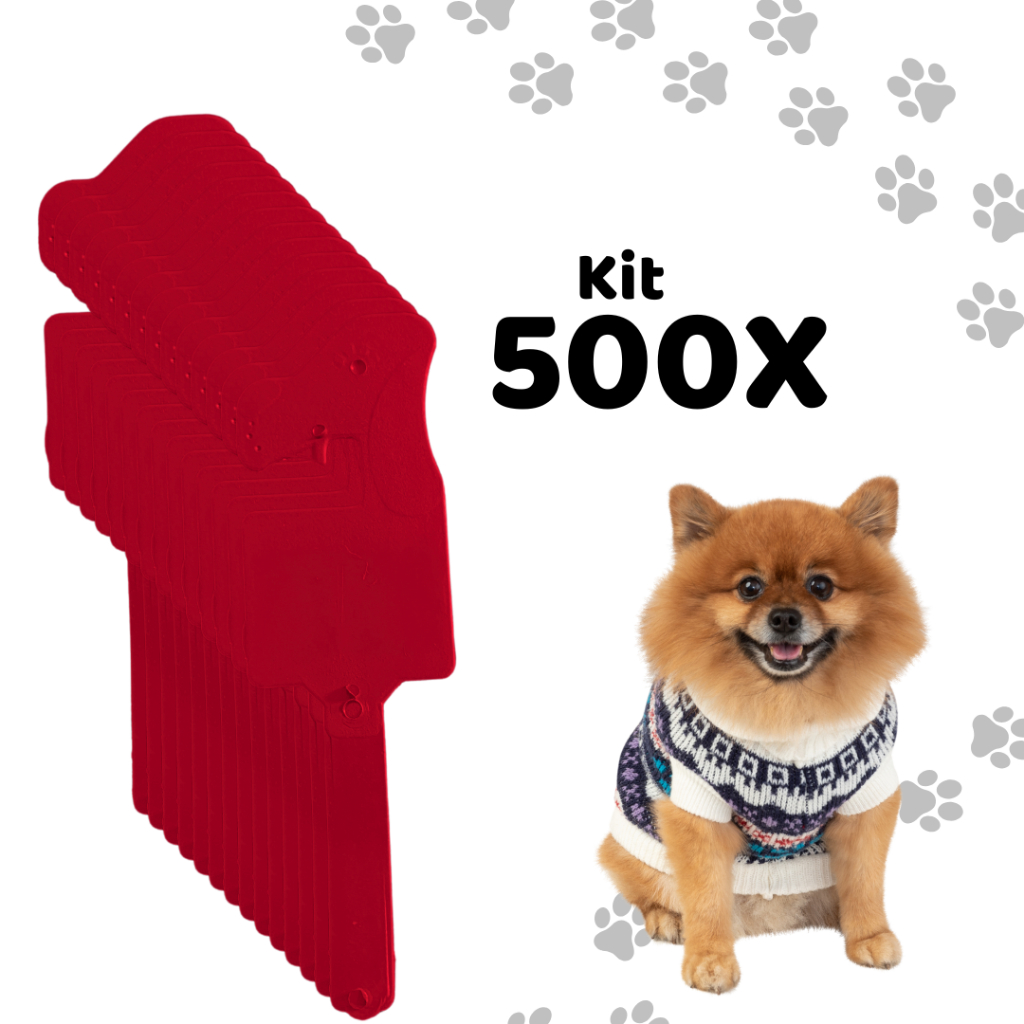 Kit 500 Cabides Vermelho Pet Shop Cachorro Gato Loja