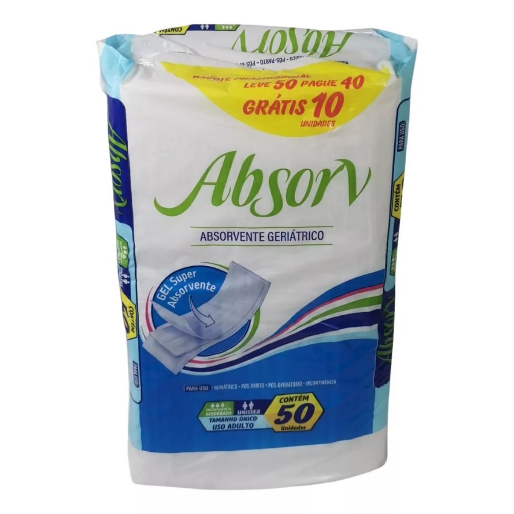 ABSORVENTE GERIATRICO ABSORV POS PARTO E POS OPERATORIO 50 un
