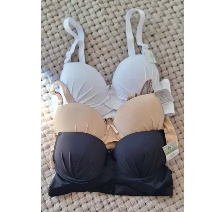 Kit com 3 Sutiãs com Aro e Bojo Transpassado Refo