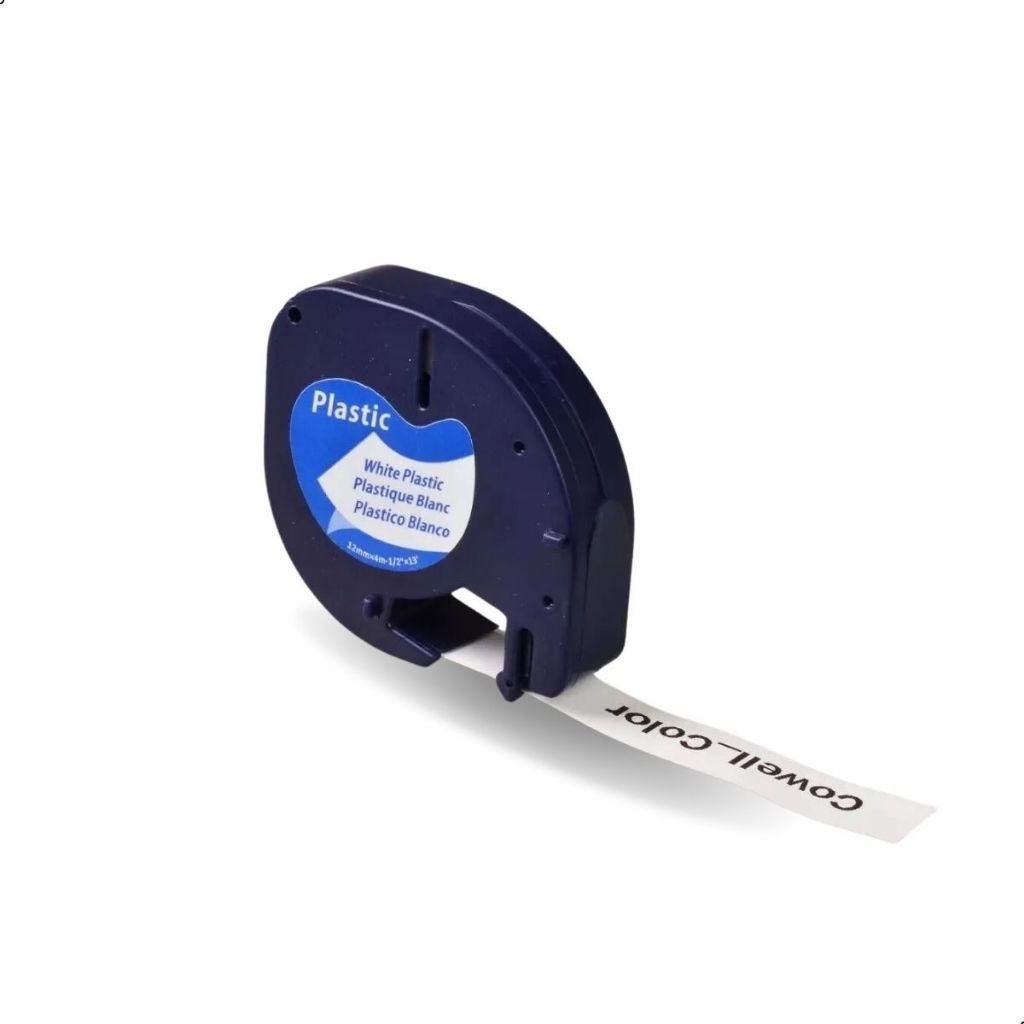 Fita Compatível para Rotuladores DYMO Letratag 12mm x 4m Etiqueta Impressão Preta Incolor