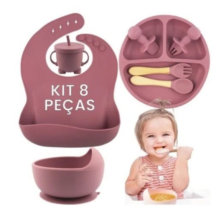 Novo Kit 8 Peças E Talheres De Silicone Para Beb