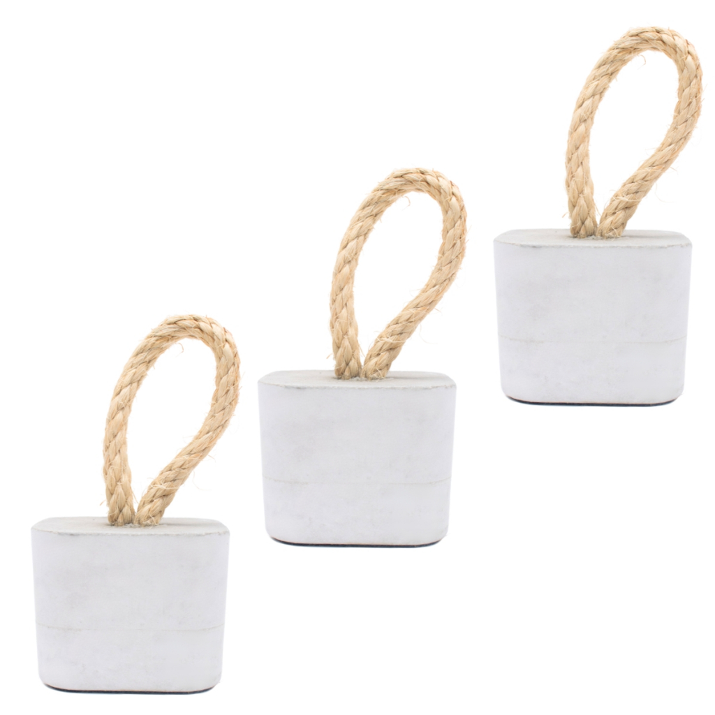 Kit 3 Pesos de Porta Decorativo Cubo 1,5Kg Concreto com Base Anti Risco