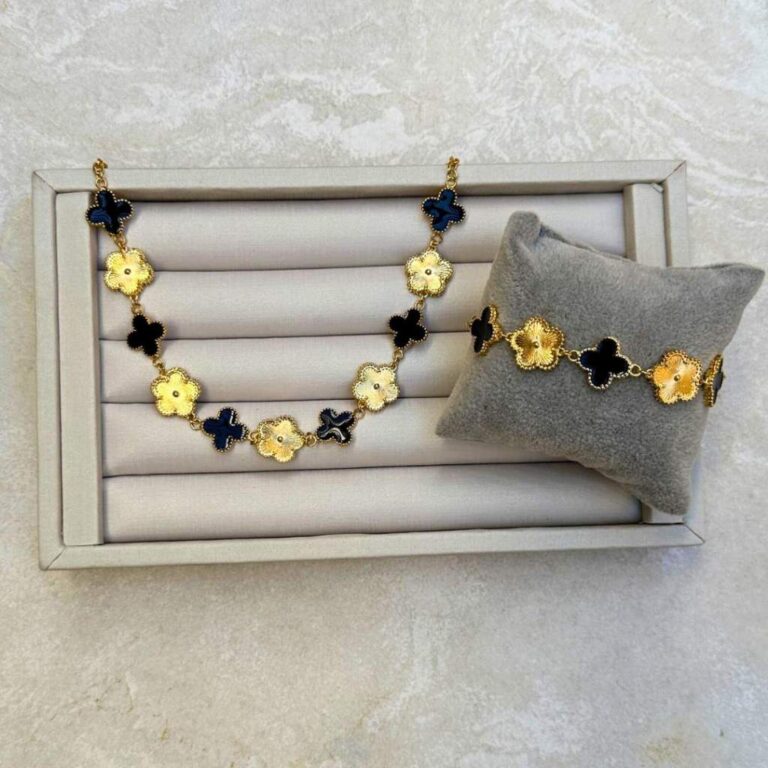 [ SEMI JOIA ] Kit Choker + Pulseira Feminina Trevo