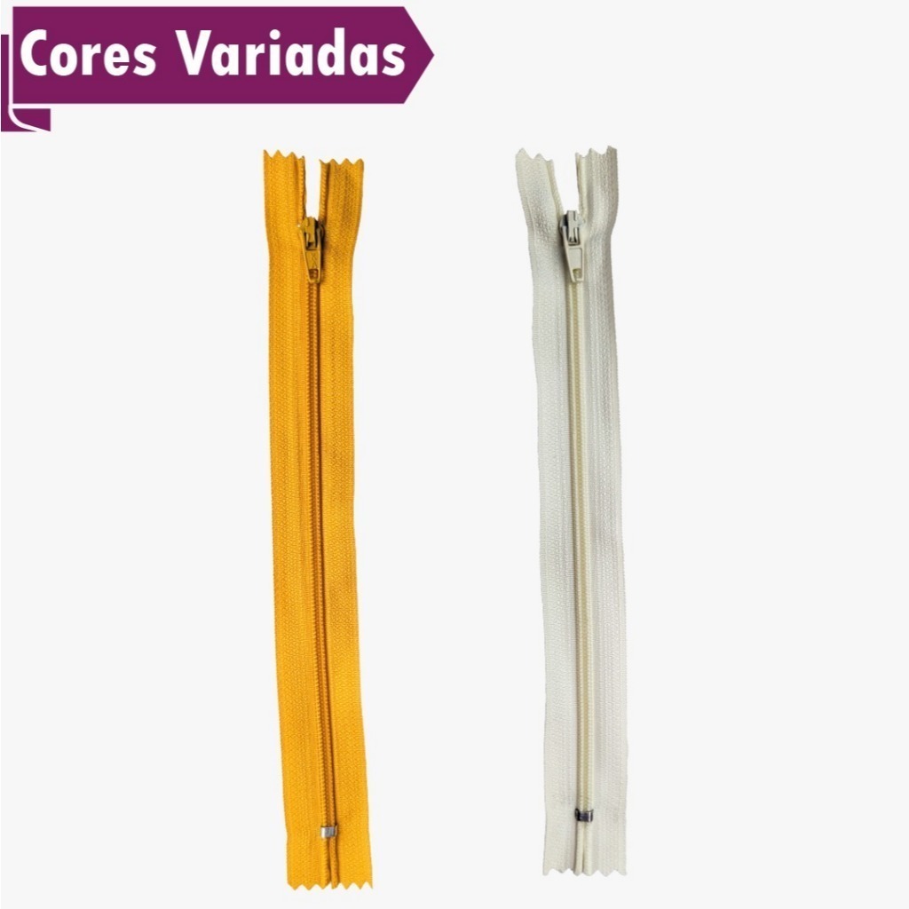 Zíper Nylon – 20 CM – Branco – 10 Unidades