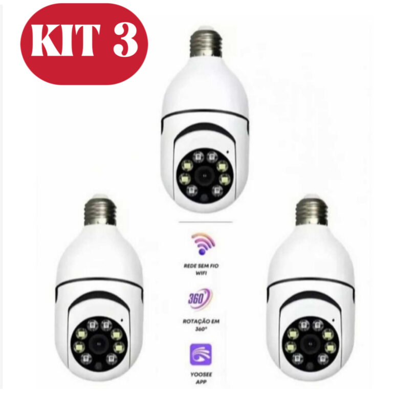 KIT 3 Câmera wifi ip sem fio giratória 360 com e