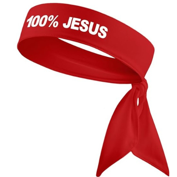Faixa de Cabelo 100% JESUS Vermelho, Adulto , Infa