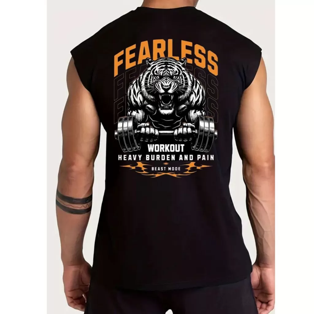Regata Masculina Oversized Fearless Premium Super Confortavel e Estilosa Academia Dia Dia e Treinos