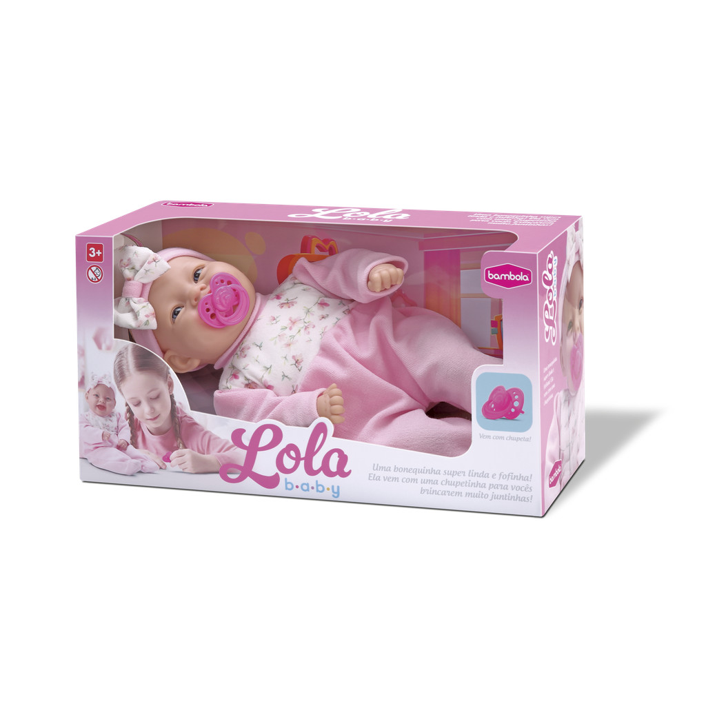 Boneca Lola Baby Com Chupeta Rosa Menina Brinquedo Infantil Bebê