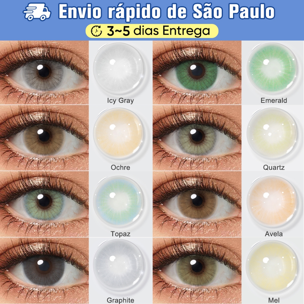Magister Hidrocor Lentes De Contato Coloridas Natural Anual Mel Sem borda Lente 14.0mm