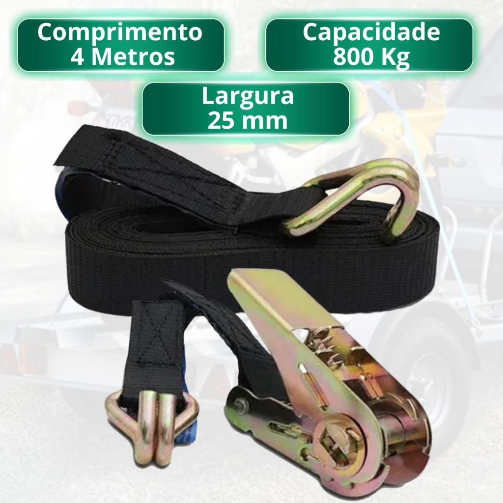 Cinta Catraca 800Kg Amarraçao Carga Jet Ski Moto 4,3 Metros