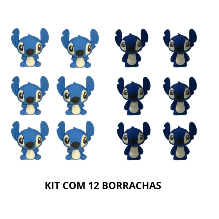 KIT BORRACHAS STITCH COM 12 PEÇAS / PAPELARIA FOF