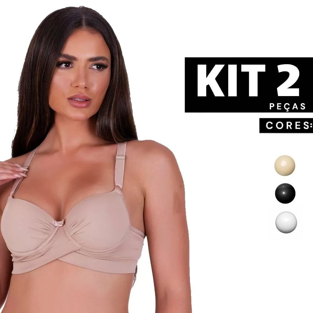 Kit 1 à 2 Sutiã com Bojo e Aro Reforçado Alça Regulável e Confortável para o Dia a Dia