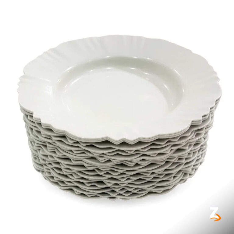 Kit 50 Prato Fundo com Borda Branco Refeição Chu