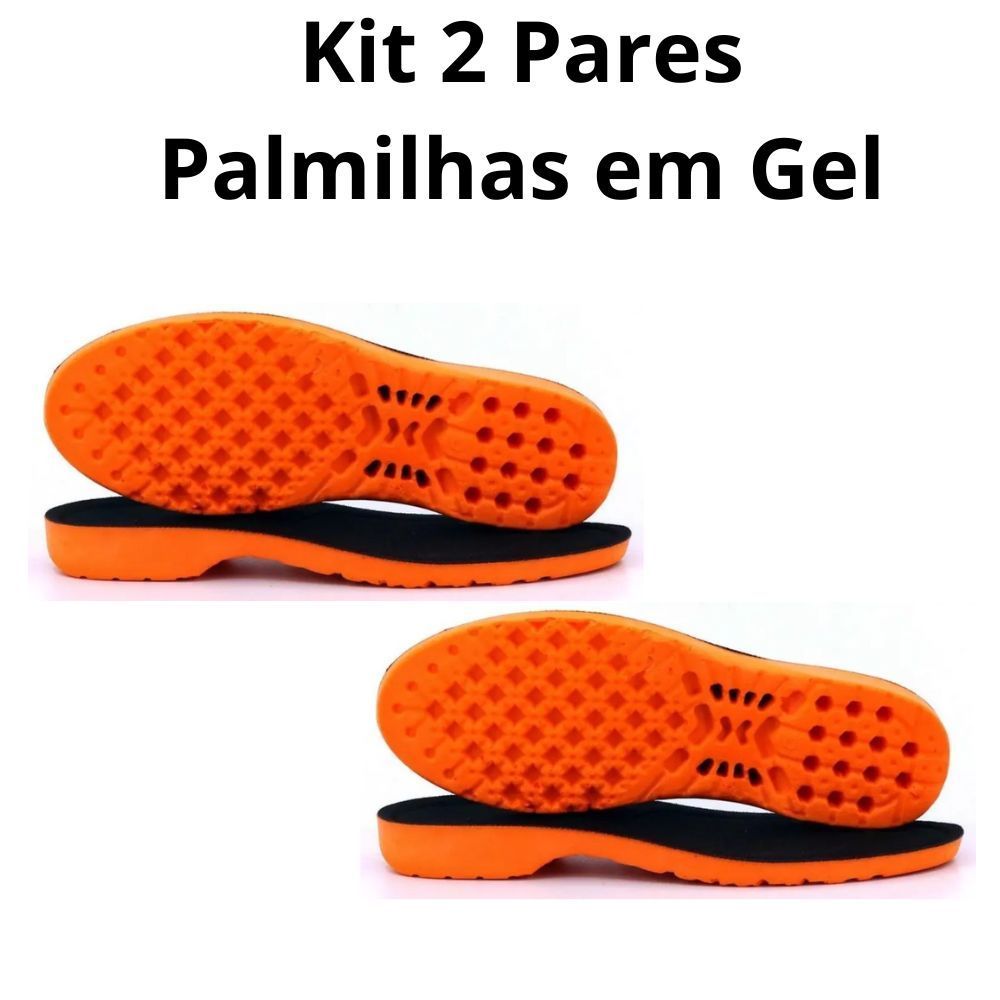 Kit 2 Pares de Palmilha de Gel Ortopédica Macia Confortável Anatômica Confort Silicone Anti-impacto