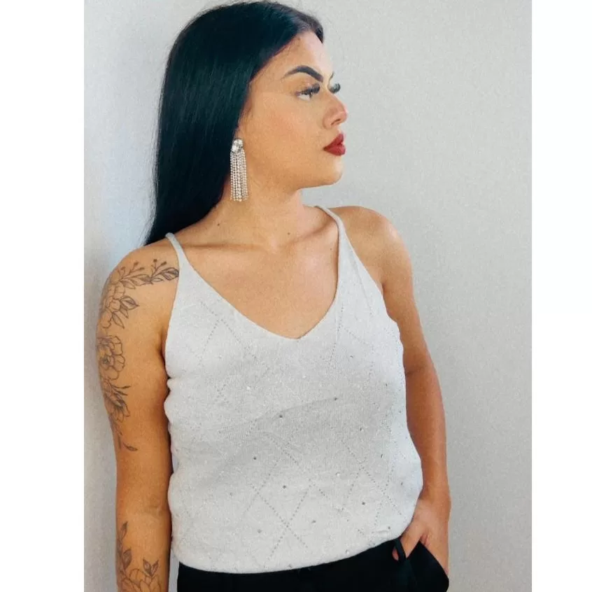 Blusinha Regata Alcinha Lorex Com Strass ML-8012