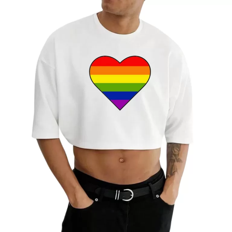 Cropped Algodão Masculino Oversized LGBT Coraçã