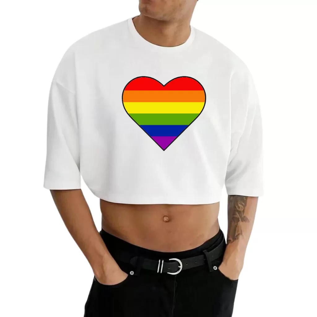 Cropped Algodão Masculino Oversized LGBT Coração Premium Maravs