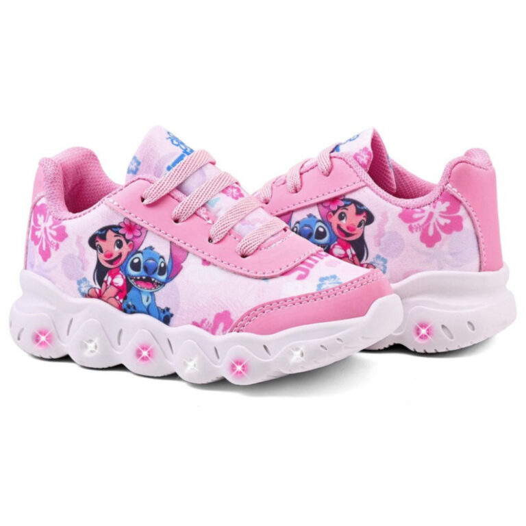 Tênis Infantil Menina Stitch Com Led Super Confor