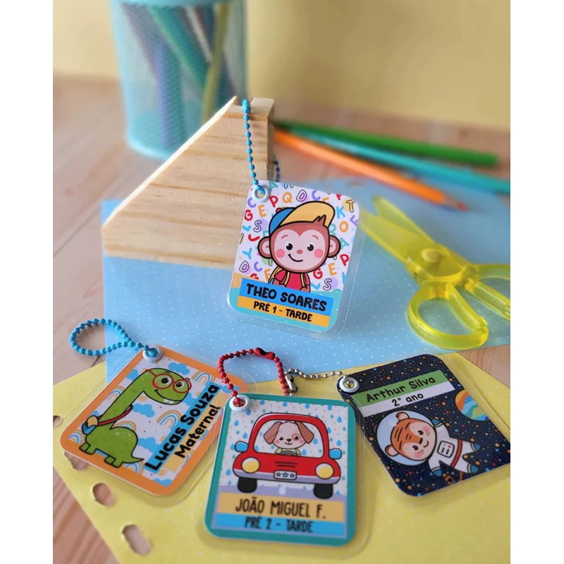 Tag para identificação escolar – chaveiro identificador crachá para mochila – PERSONALIZADO FAZEMOS