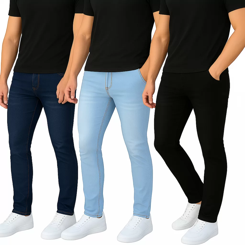 kit calças jeans masculina com lycra skinny confortavel para o dia dia  Original promoção
