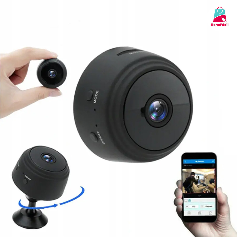 Câmera de Vigilância A9 1080P Wi-Fi Visão Noturna Monitoramento 24h