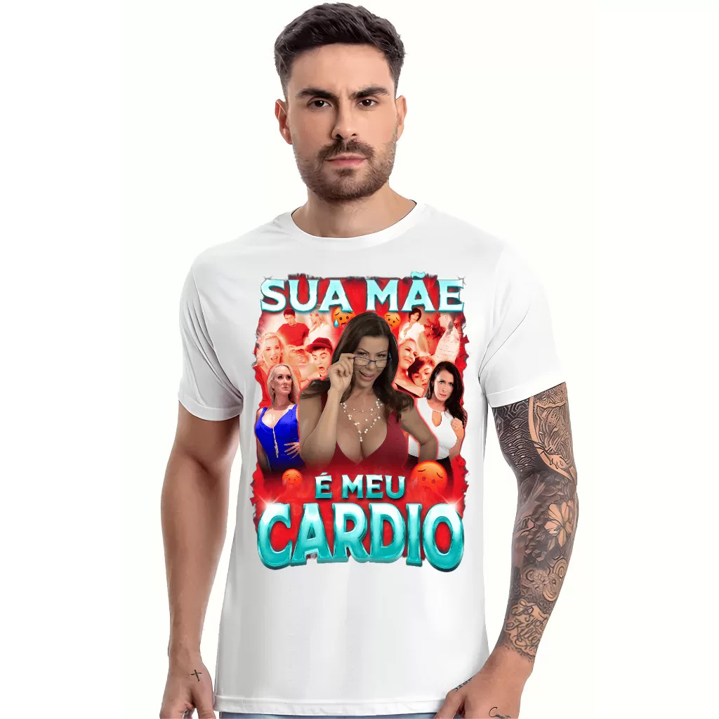 Camiseta Academia Meme: Sua Mãe é Meu Cardio Treino, Divertido