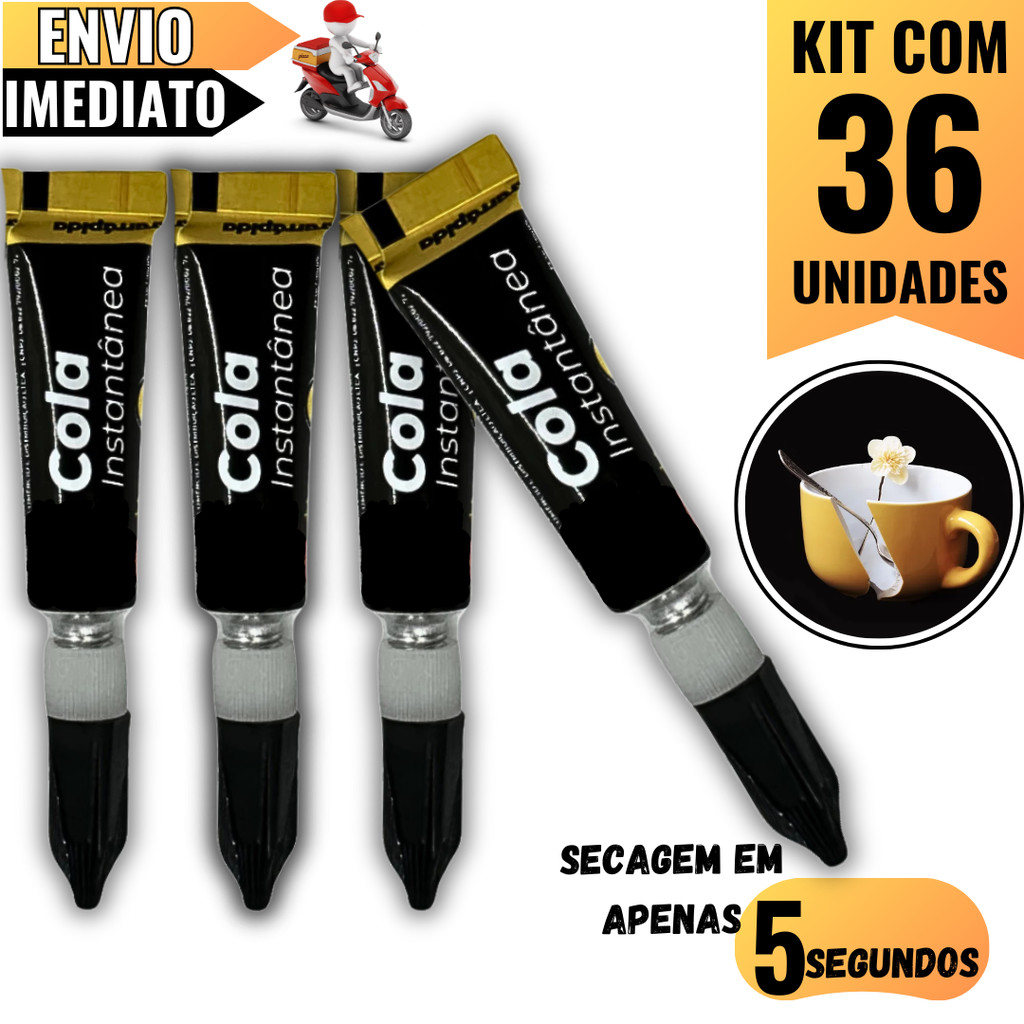 Kit com 36 Colas Super Bond  Cola Instantânea de Secagem Rápida Para Trabalhos Manuais e Industriais