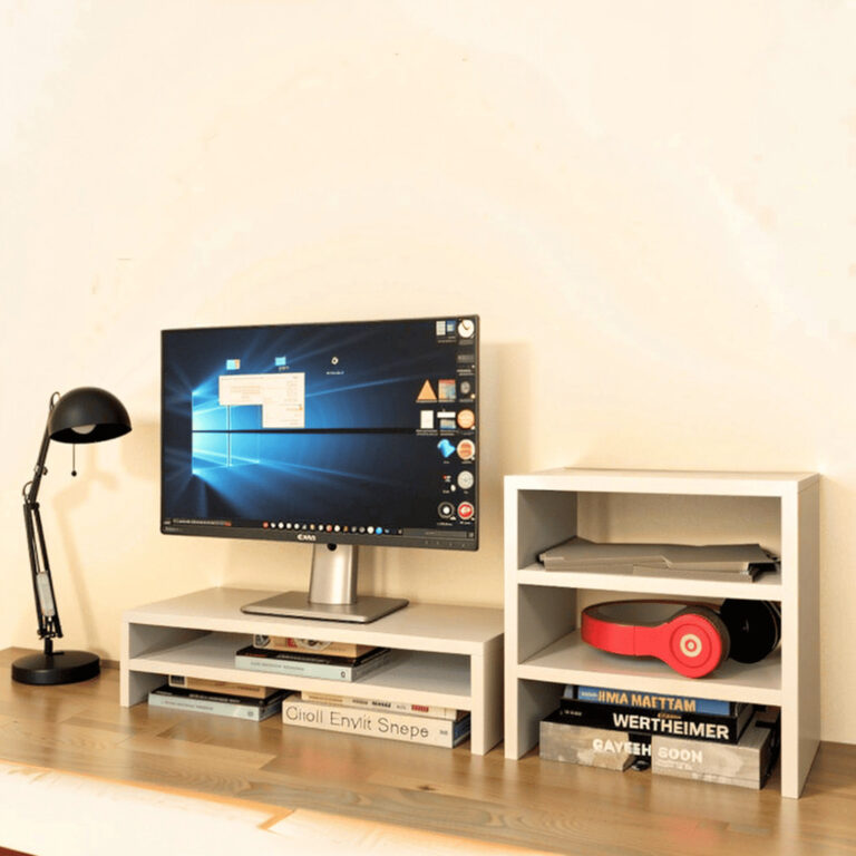 Kit suporte de monitor duplo + escaninho organizad