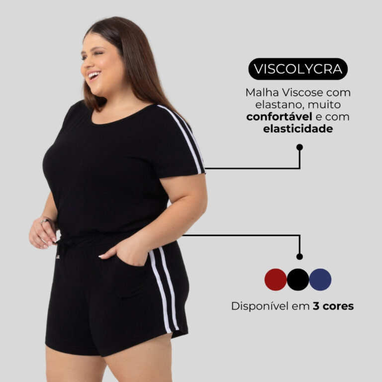 Conjunto Feminino Blusa E Shorts Plus Size  Esport