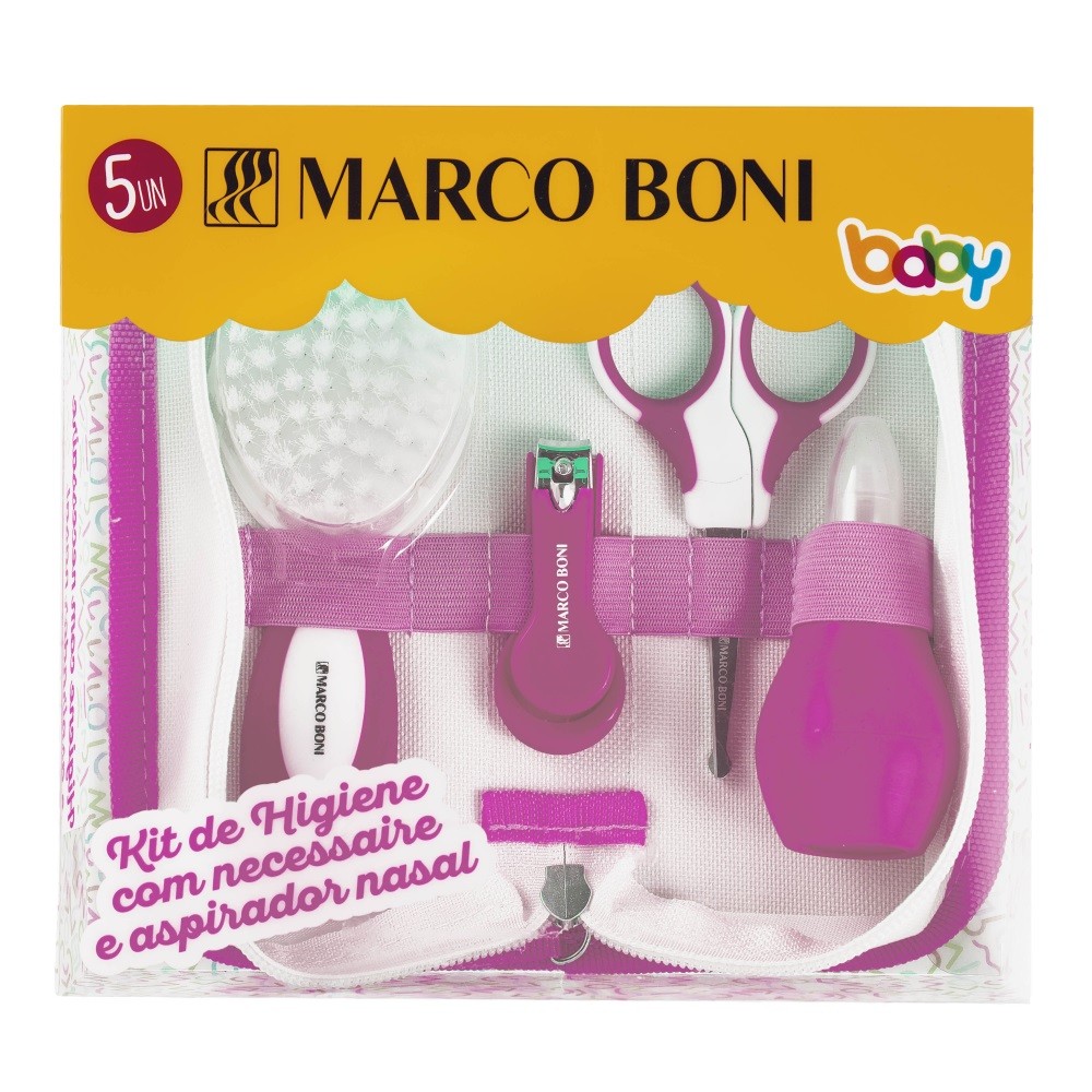 Kit Rosa de Higiene Baby com Nécessaire, 8685, Marco Boni, Rosa, 5 Itens