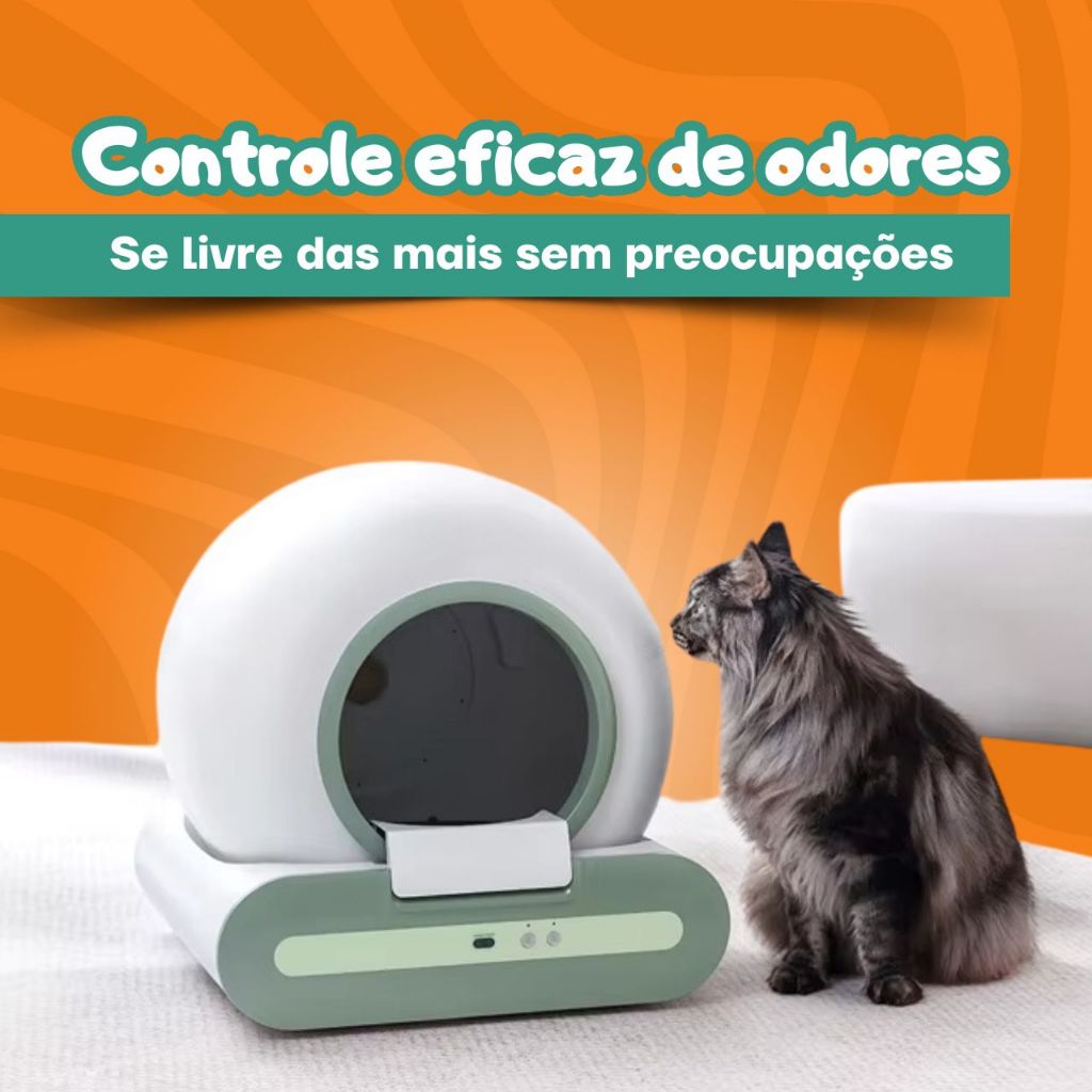 Banheiro Inteligente Para Gatos Caixa Areia Sanitária Autolimpante Segura Temporizada Com App