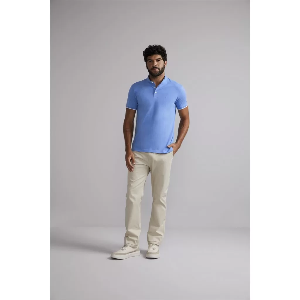 Camisa Polo Premium Piquet Slim Fit – Azul Hidra