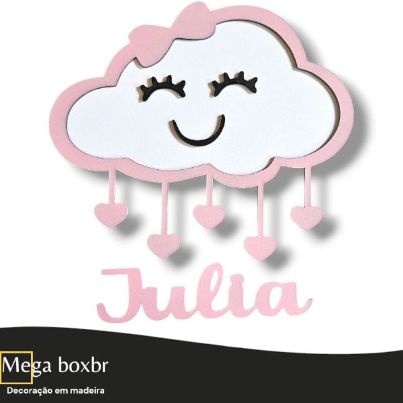 Porta Maternidade Menina Enfeite de porta Mdf Personalizada Chuva de Bênçãos Nuvem Bebe /Guirlanda