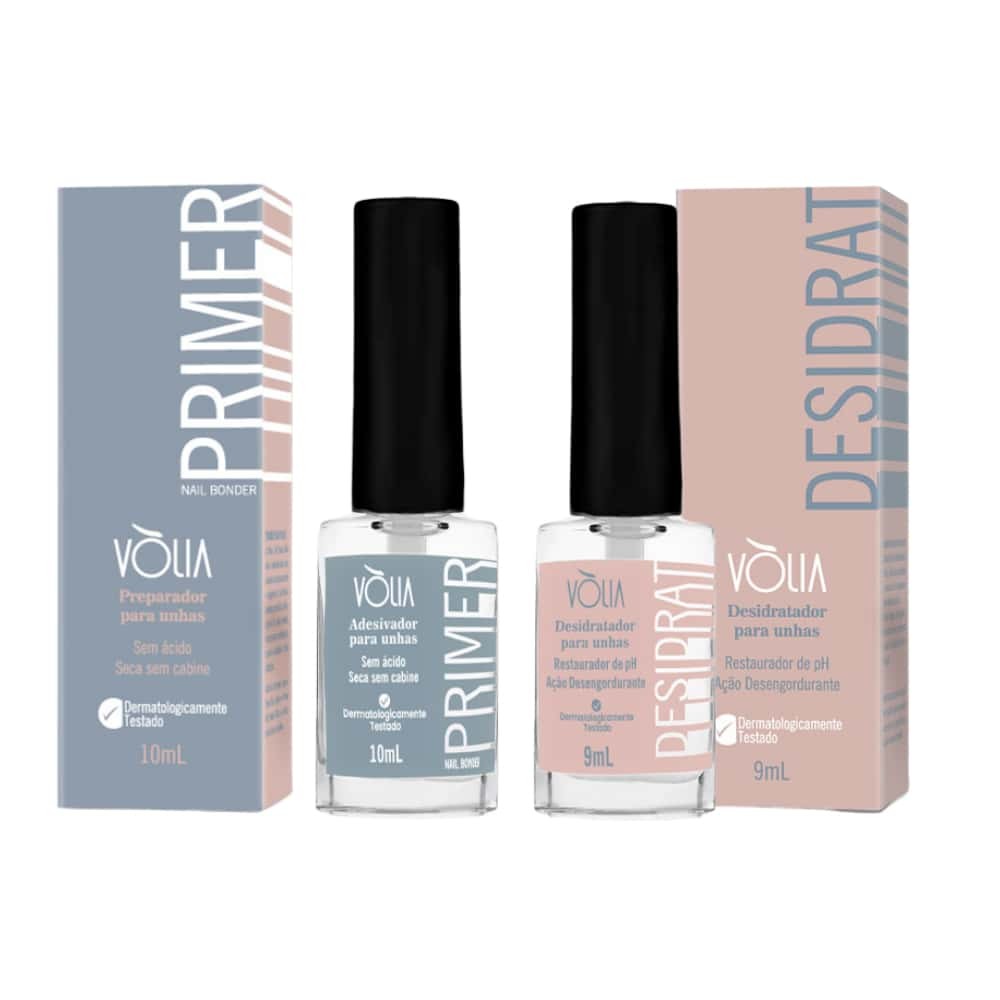 Kit Volia Preparadores Desidratador E Primer Sem Acido Kit Volia Desidratador e Primer Reutilizável