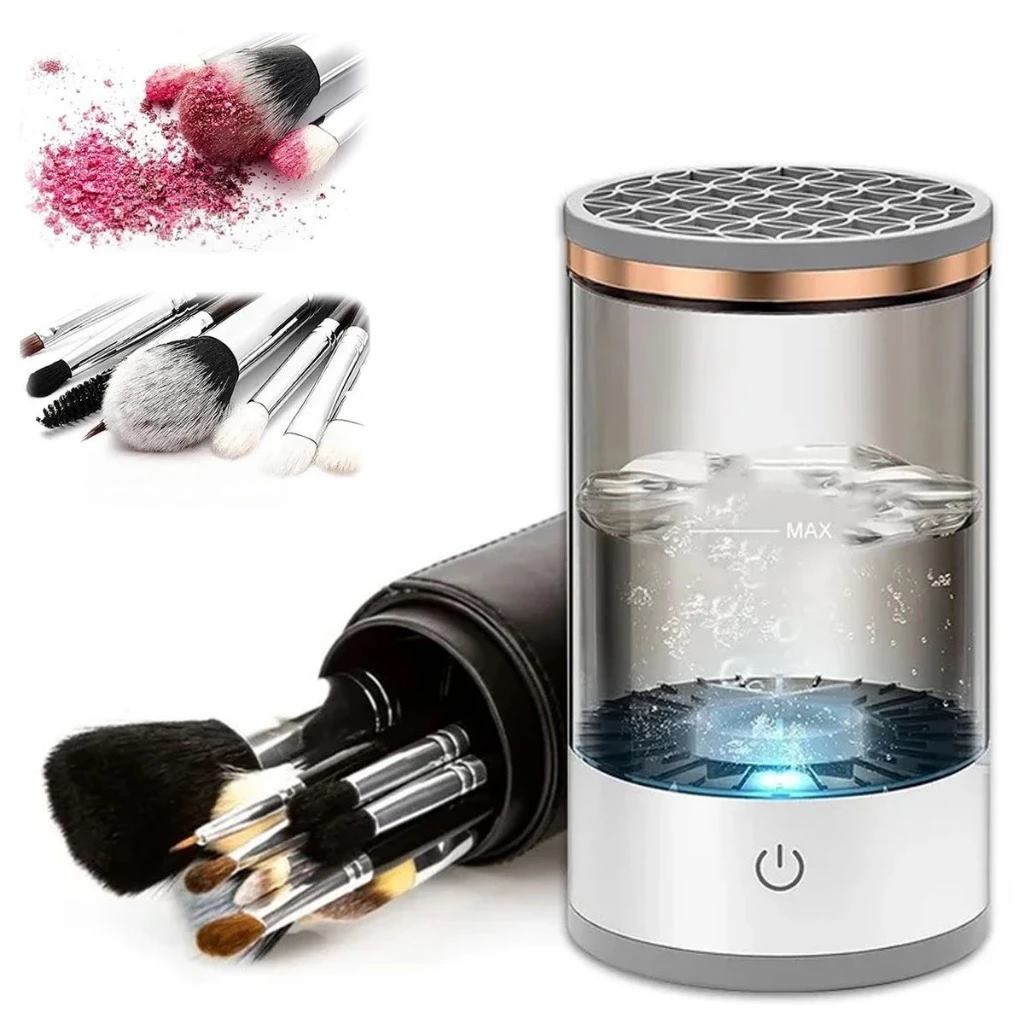 Limpador de pincéis de maquiagem com secagem elétrica automática USB