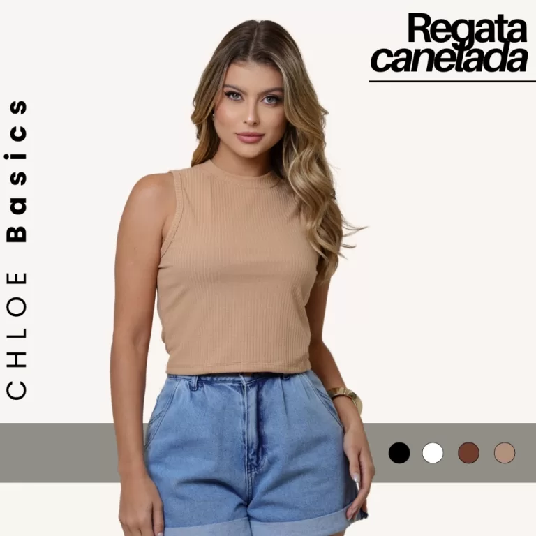 Blusa Feminina Cropped Regata Gola Redonda Malha C