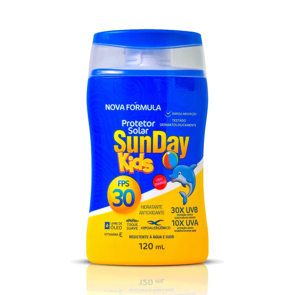 Protetor Solar FPS 30 Sunday Kids 120ml Fragrância Suave Hidratante e Antioxidante Sem Óleo Nutriex