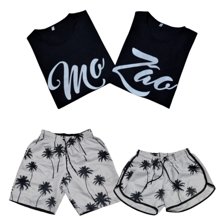 Conjunto Shorts Praia Casal Bermudas Para Casais +