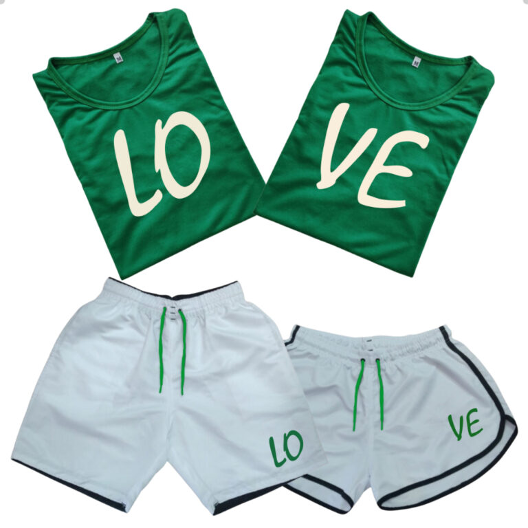 Conjunto Shorts Casal Mozão + Kit 2 Camisetas Par