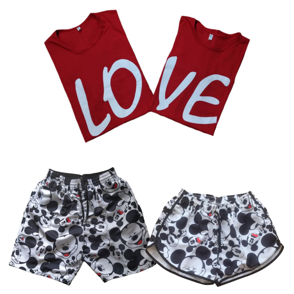 Conjunto Shorts Casais Bermudas de Casal+ Camisetas Casais Dia Dos Namorados lançamento